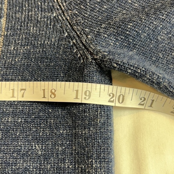 Neve quarter zip Mens Blue and White Size medium 100% Murano wool Sweater - Picture 12 of 12